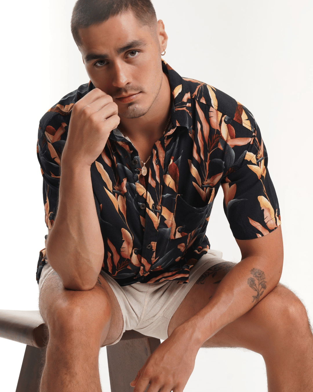MEN'S SHIRT BLACK PARROTS
