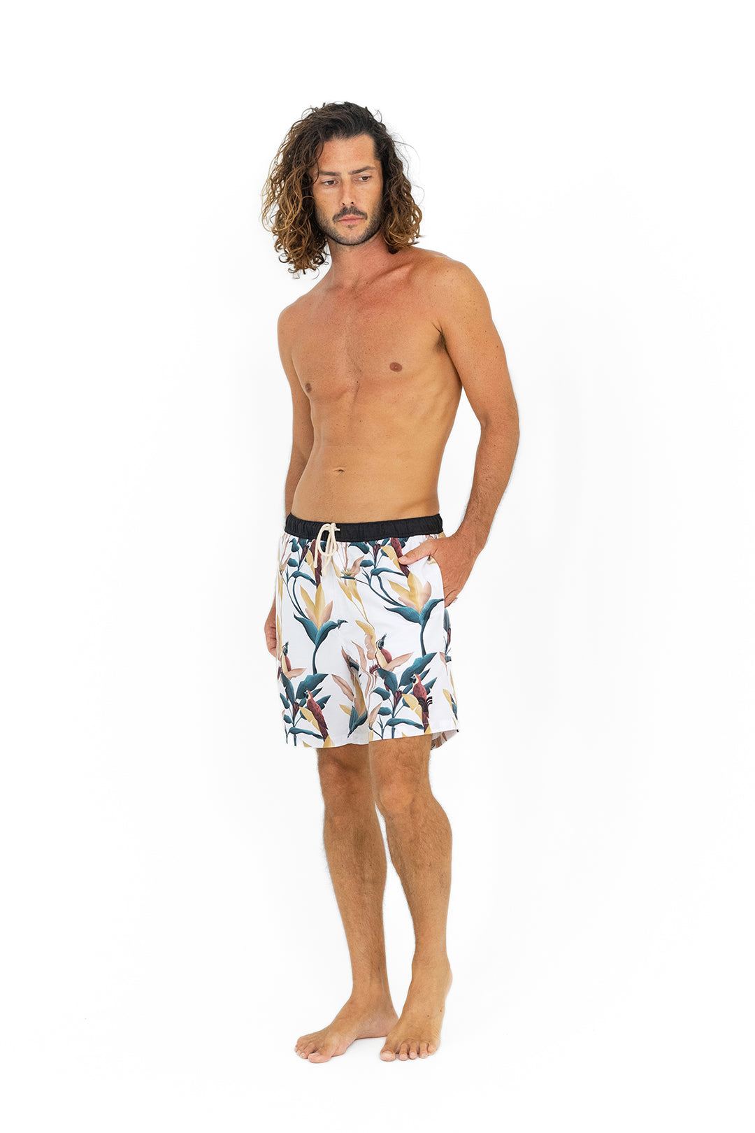 SWIM SHORTS PASTEL PARROTS